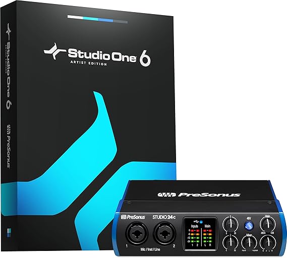 PreSonus Studio 24c Audio/MIDI Interface 24Bit 192kHz 2 Input Output USB-C Compatible Studio One Artist Bundle