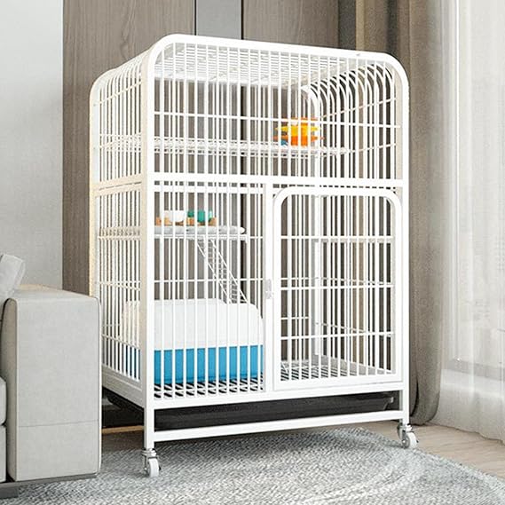 Catio Outdoor Cat Enclosure, Spacious Outdoor Large Cage for Cats - Durable, Jump Platform, Multi-Feature Enclosed Cat Condo for Indoor Cats, for Cat Activity, White/Black(White,78 * 55 * 110cm)
