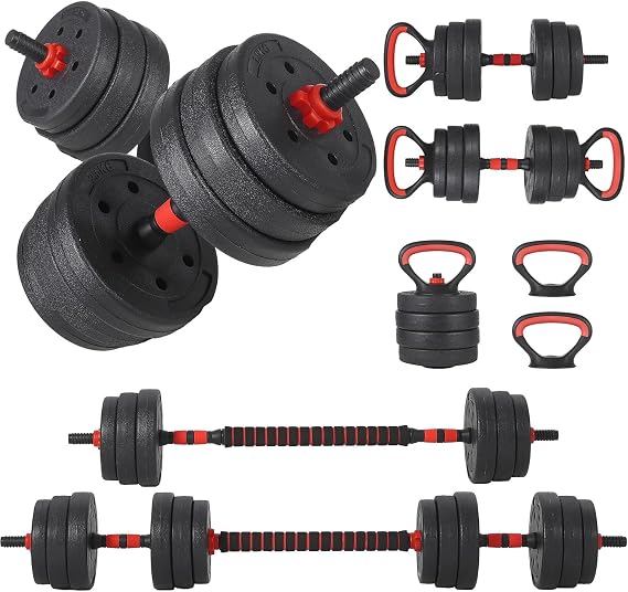 Adjustable Dumbbells Set of 2,Free Weight Set with Connector,Used as Barbell, Kettlebells, Push up Stand, Weight Plate, Fitness Exercises for Home Gym Suitable Men/Women