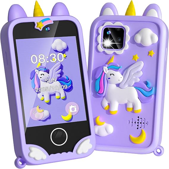 Kids Phone - Toddler Girl Toys for Age 3-10, Christmas Birthday Gifts for Girls, 2.8" Touchscreen Kids Smart Phone with Dual Cameras, Games, Music Player, 32GB Card, Toddler Learning Toys Cell Phone