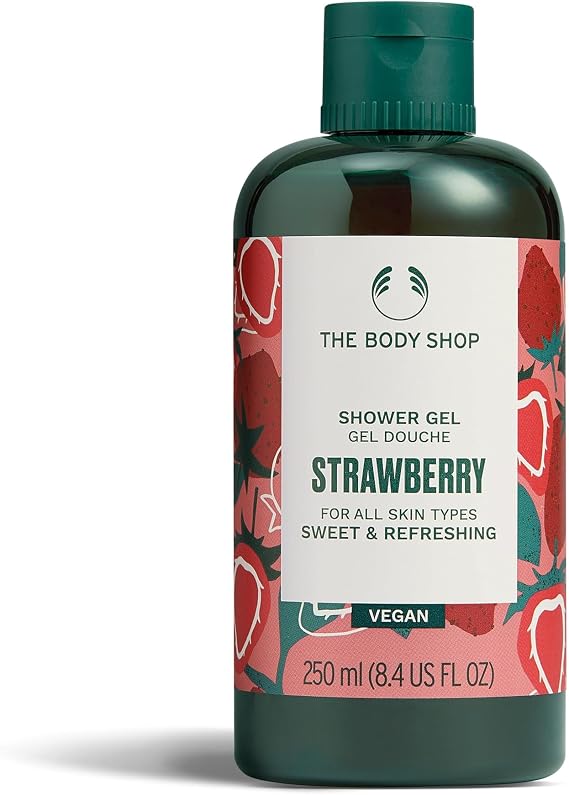 The Body Shop Strawberry Shower Gel 250ml | Sweet Womens Shower Gel, Juicy Strawberry Body Wash for All Skin Types, Shower Foam with 92% Natural Origin
