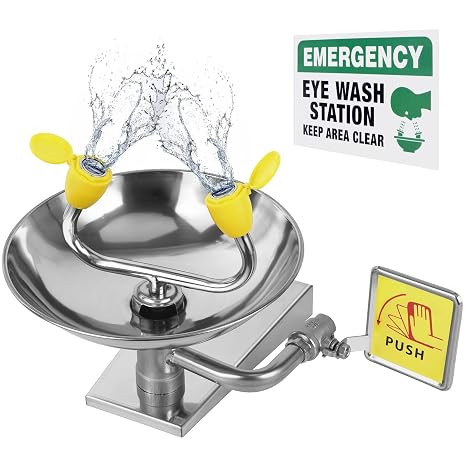 Eye Wash Station, Wall-Mounted Emergency, Portable First Aid Eyewash Station Eye Irrigation Sign, 304 Stainless Steel OSHA Apporoved