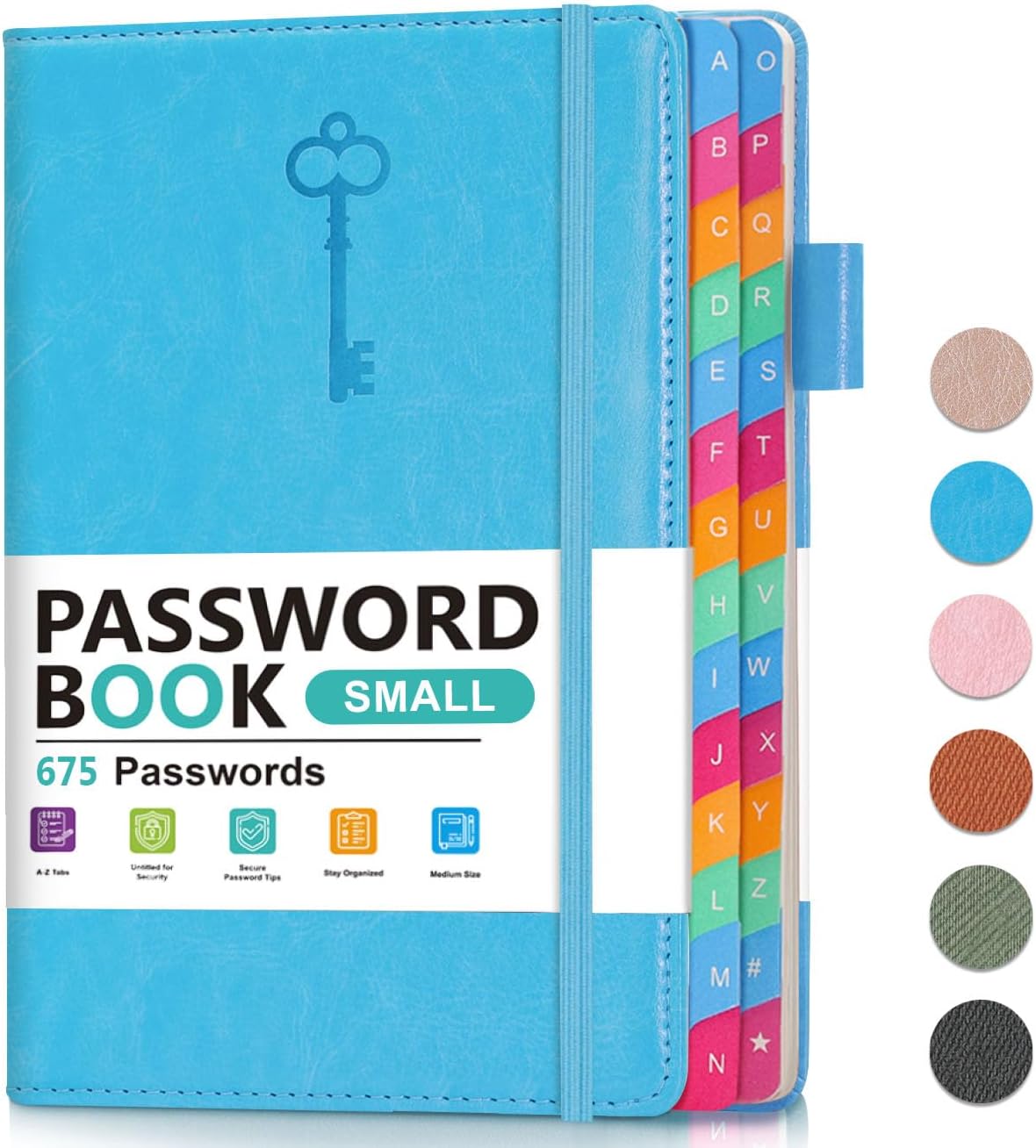 Small Password Keeper Book with Colorful Alphabetical Tabs, Hardcover Password Log-book for Internet Password and Website Address, 4.1×6.2 Password Notebook for Home Office Blue