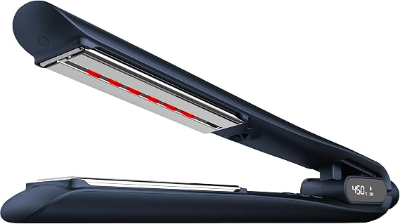 Silk'n SilkyStraight Hair Straightener & Curler 2 in 1, Professional 1" Titanium Flat Iron with Infrared & Ionic Tech, Floating Plates, 12 Settings 240450F, 15-Sec Heat-Up, Dual Voltage