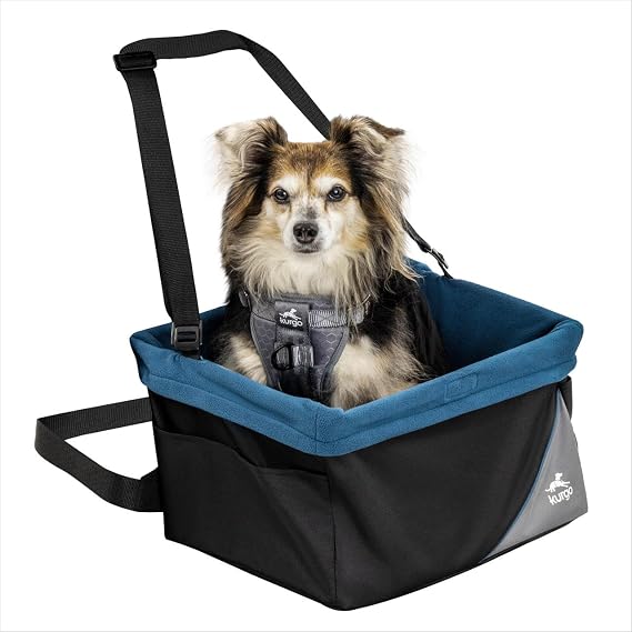 Kurgo Rover Pet Booster Seat for Small Dogs or Cats, Front & Rear Dog Car Seat, Carrier Carseat for Pets, Dog Seatbelt Tether, Helps with Canine Car Sickness