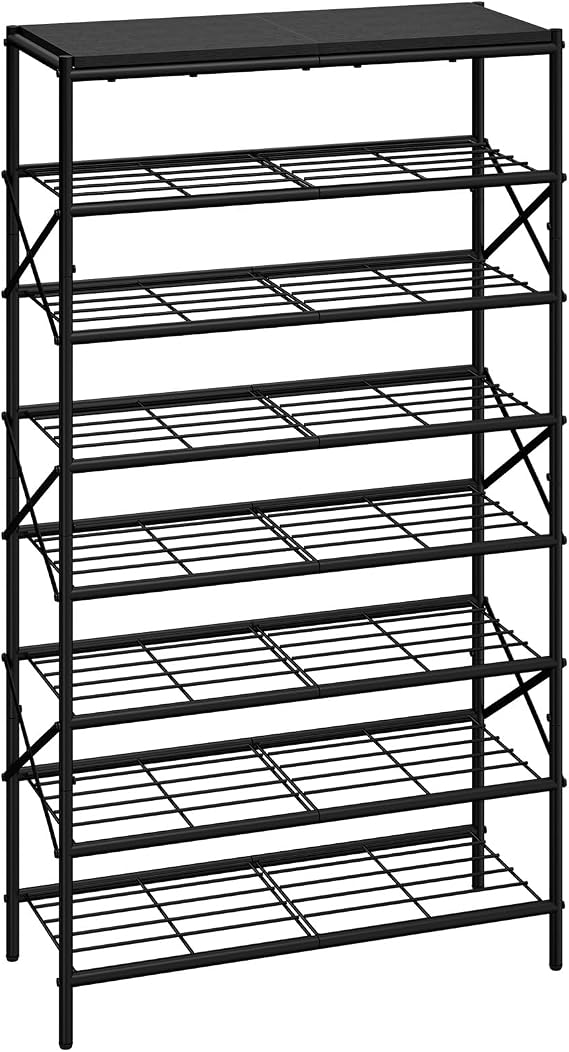 IBUYKE 8 Tier Large Shoe Rack for 32 Pairs of Shoes, Black TXJ018B