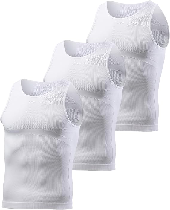 Casey Kevin Compression Shirt Men Gynecomastia Slimming Shapewear, 3 Pack