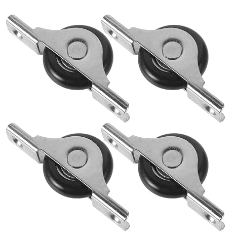 Angoily 4cps Sliding Door Track Wheel, Sliding Track Roller for Bottom, Metal Barn Door Rollers Wardrobe Closet System Home Kit
