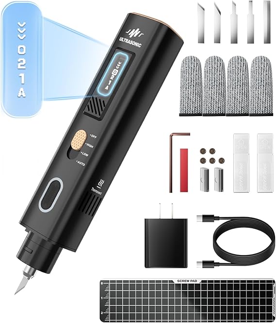 Handheld Ultrasonic Cutter, Aluminum Alloy Body, 30W 40KHz High Precision Ultrasonic Cutter, Suitable for Plastics, Acrylics, Carbon Fiber Boards, Thin Wood, 3D Printed Models etc
