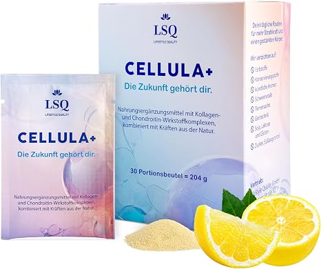 CELLULA+ Collagen / Chondroitin Complex for Drinking - Collagen Drink with Hyaluron Vitamin C & Turmeric Dietary Supplement for Skin Connective Tissue Joints & Bones with Anti-Ageing Effect