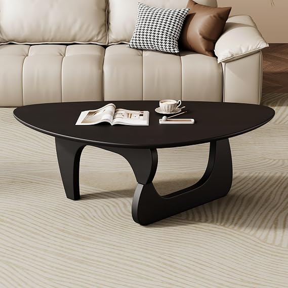 Mid Century Modern Coffee Table - Black Wooden Coffee Table for Living Room,Center Table Suitable for Bedroom Living Room Reception Office Tables (Black, Medium 39.5 * 27 * 16in)