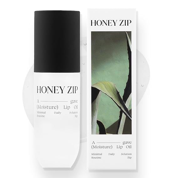 Honey Zip Lip Oil, Korean Moisturizing Lip Gloss Agave Lip Treatment, Hydrating Lip Plumper Serum for Dry Care with Natural Ingredients, K-Beauty Skincare, 3.71 mL