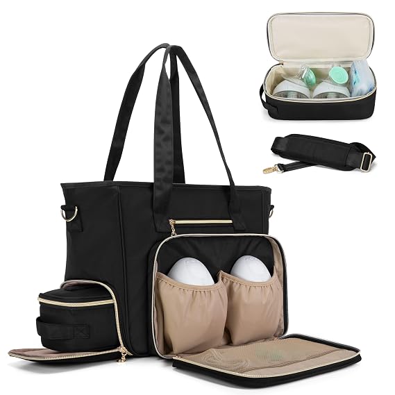 BAFASO Wearable Breast Pump Bag with Cooler and Laptop Sleeve, Black