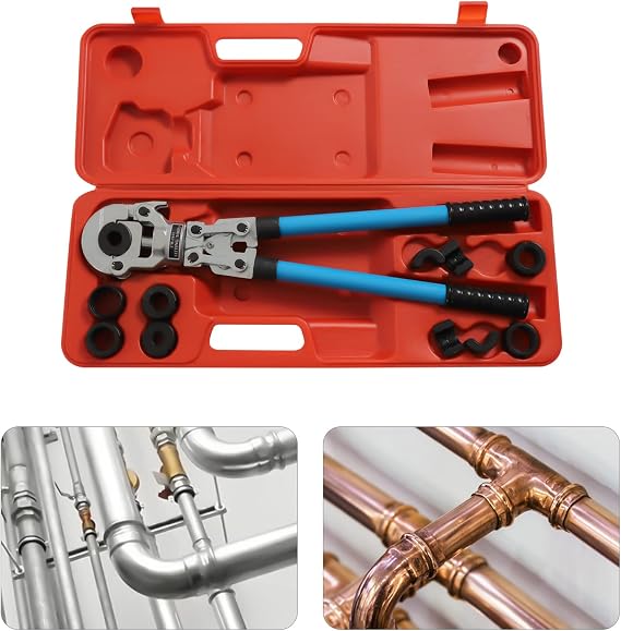 TH16-32mm Pipe Crimper Plumbing Copper Fittings Crimping Tools V12-28mm Jaws with 9PC Dies Pressing Tongs Crimping Tools