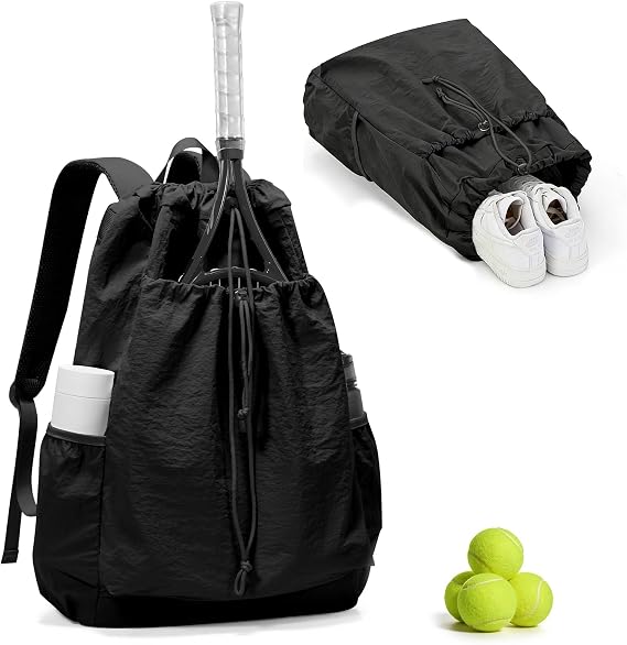 coofay Tennis Bags for Women Men, Tennis Drawstring Pickleball Backpack