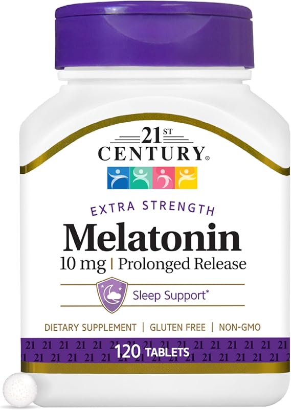 21st Century Melatonin 10mg Prolonged Release Sleep Aid, 120 Tablets