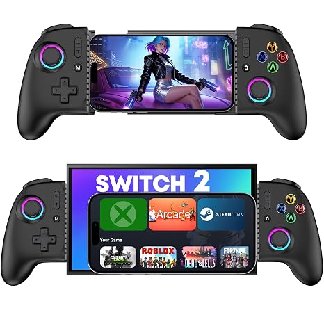Anti-Drift & Fast-ConnectWireless Gaming Controller for iPhone/Android, Hall Joystick&Trigger Bluetooth Phone Controller, Handheld Game Console Quality - For Cloud Gaming,Genshin Impact,Roblox,Call of Duty