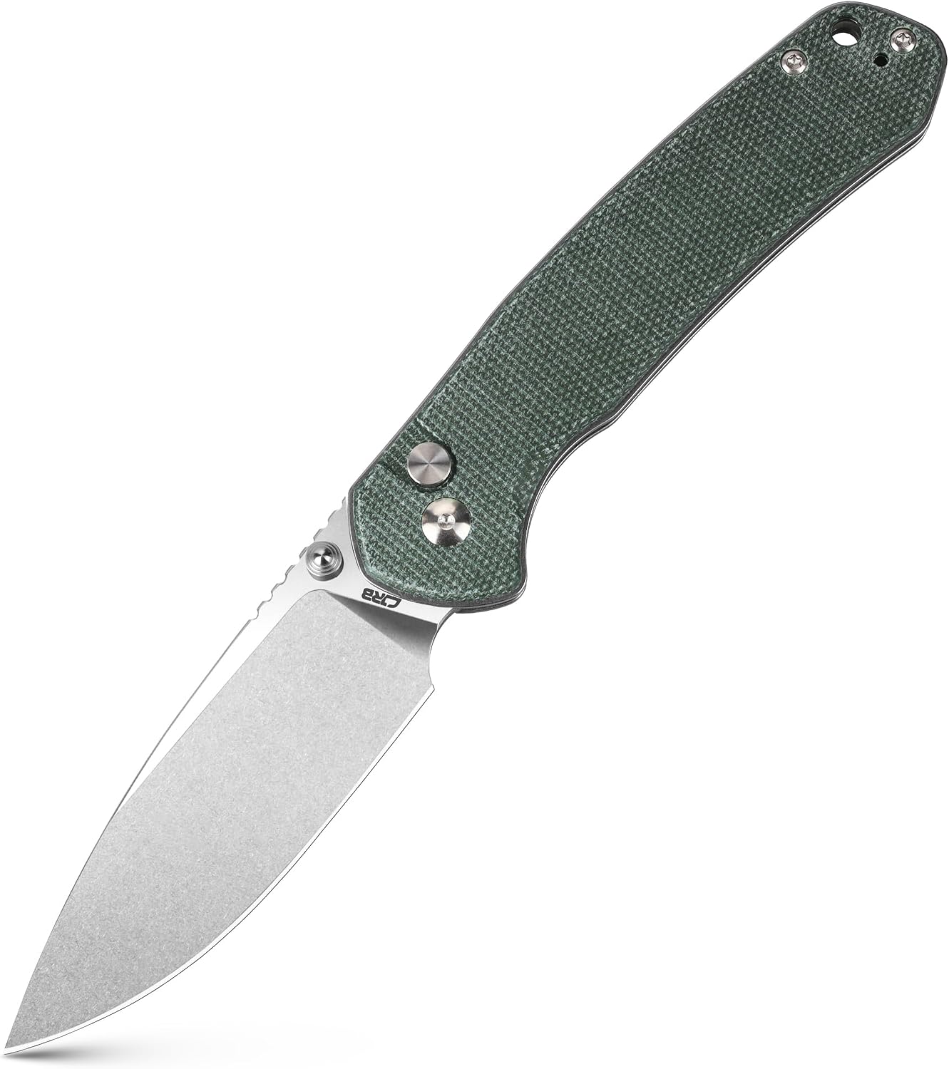 CJRB CUTLERY Pocket Knife Pyrite J1925L Button Lock EDC Large Foldable Knife AR-RPM9 Steel Blade and Green Micarta Handle Pink Outdoor for Women Men for Gifts