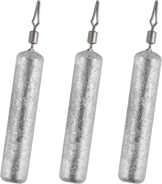 Dr.Fish 50 Pack Fishing Drop Shot Weights Lead Fishing Weights Pencil Skinny Sinkers with Barrel Swivels for Freshwater Bass Fishing