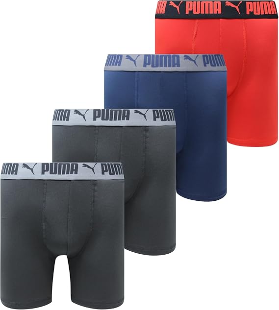 PUMA Men's 4 Pack Active Stretch Boxer Briefs