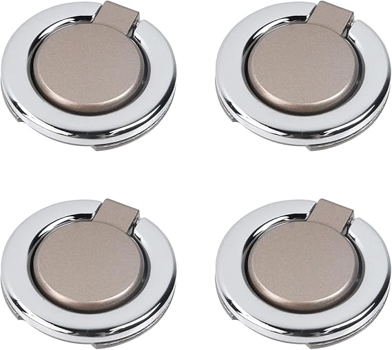 4Pcs Flush Ring Pull Round Recessed Pull Handle Knob, Brown Yellow