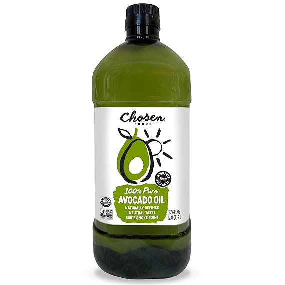 Chosen Foods Avocado Oil, 2 Liter - All Purpose Cooking Oil made from 100% Pure Avocados - Non-GMO, Gluten-Free, Keto Friendly, Glyphosate Free - 67.6 Fl Oz (Pack Of 1)