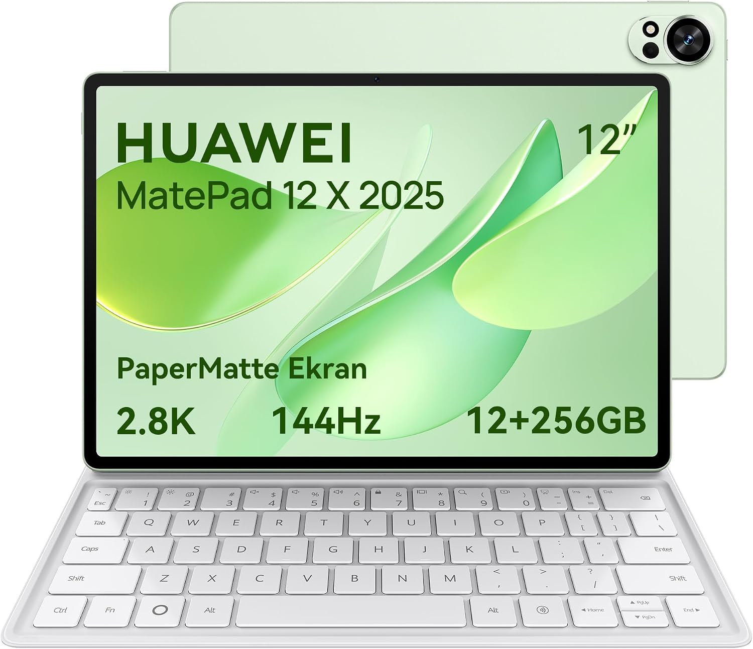 HUAWEI MatePad 12 X 2025 New Tablet, 2.8K, 144 Hz, 1000 nits, 12 inch Ultra Net PaperMatte Screen, 12256 GB, 10,100 mAh Battery, 66 W SuperCharge, WiFi 7, HUAWEI Notes, Ultra Light Keyboard, Green Penless