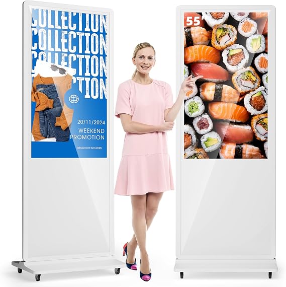 55 Inch Digital Signage Display Touchsreen, Advertising Kiosk IPS LCD Screen, Indoor Floor Standing Customizable Commercial Totem, Android System, Interactive Display Poster Auto Media Player