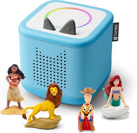 Toniebox 2 Audio Player Disney Bundle for Kids 3+with Woody, Simba, Ariel, and Moana - Sky Blue [Spanish]