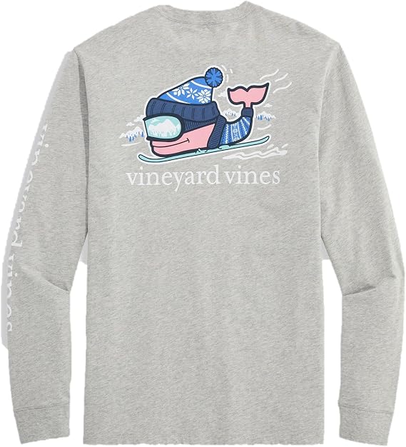 vineyard vines Downhill Ski Whale Long Sleeve Pocket Tee