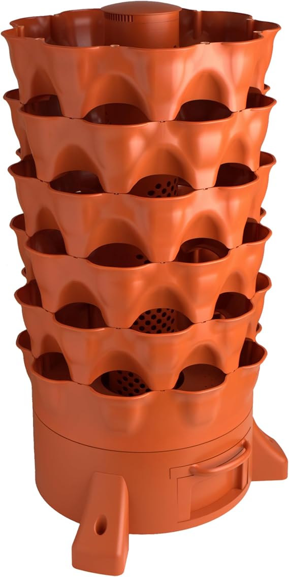 Garden Tower 2 - Vertical Planter for Fruits, Vegetables & Herbs - 360-Degree Tower Planter - Made from Food Grade Plastic - 43x25x25 Inches - Terracotta