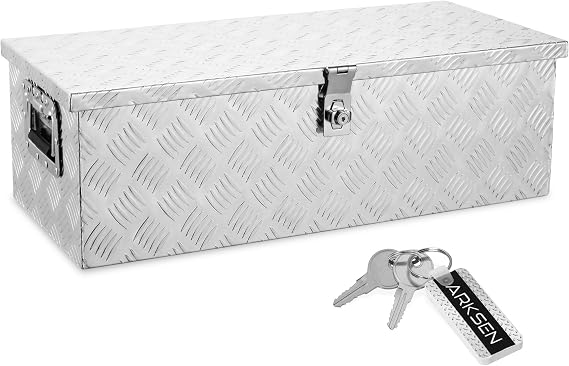 ARKSEN 30"x13"x10" Truck Bed Tool Box, Heavy Duty Storage Chest, Silver