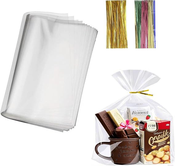 50 Pieces 14x18 Inch Cellophane Wrap Cello Cellophane Treat Bags