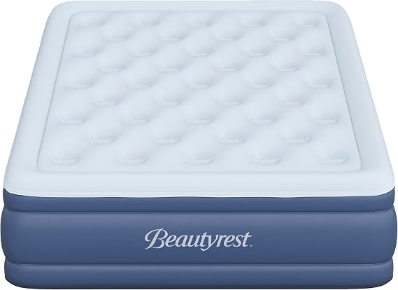 Beautyrest Supreme Air, Full Size Air Mattress with Built-in Pump, Raised Inflatable Bed for Adults, Puncture-Resistant Vinyl, Auto Shut-Off, 650lb Support, Guest Bed, Camping Airbed,