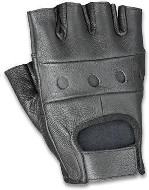 Cowhide Leather Fingerless Glove (Black, XL)