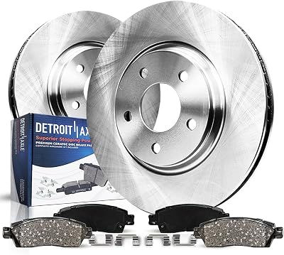 Detroit Axle - Front Brake Kit for Chrysler Town & Country Dodge Journey Grand Caravan Ram CV Routan Disc Brake Rotors Ceramic Brakes Pads Replacement : 11.89 inch Rotor