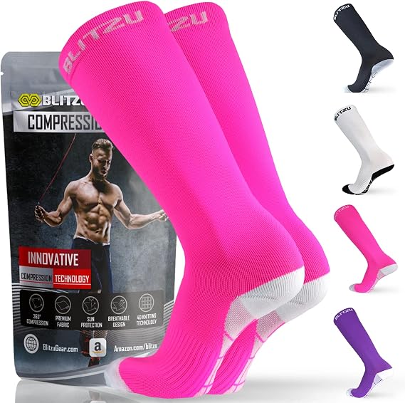 BLITZU Compression Socks for Women and Men 20-30mmHg-Circulation Support