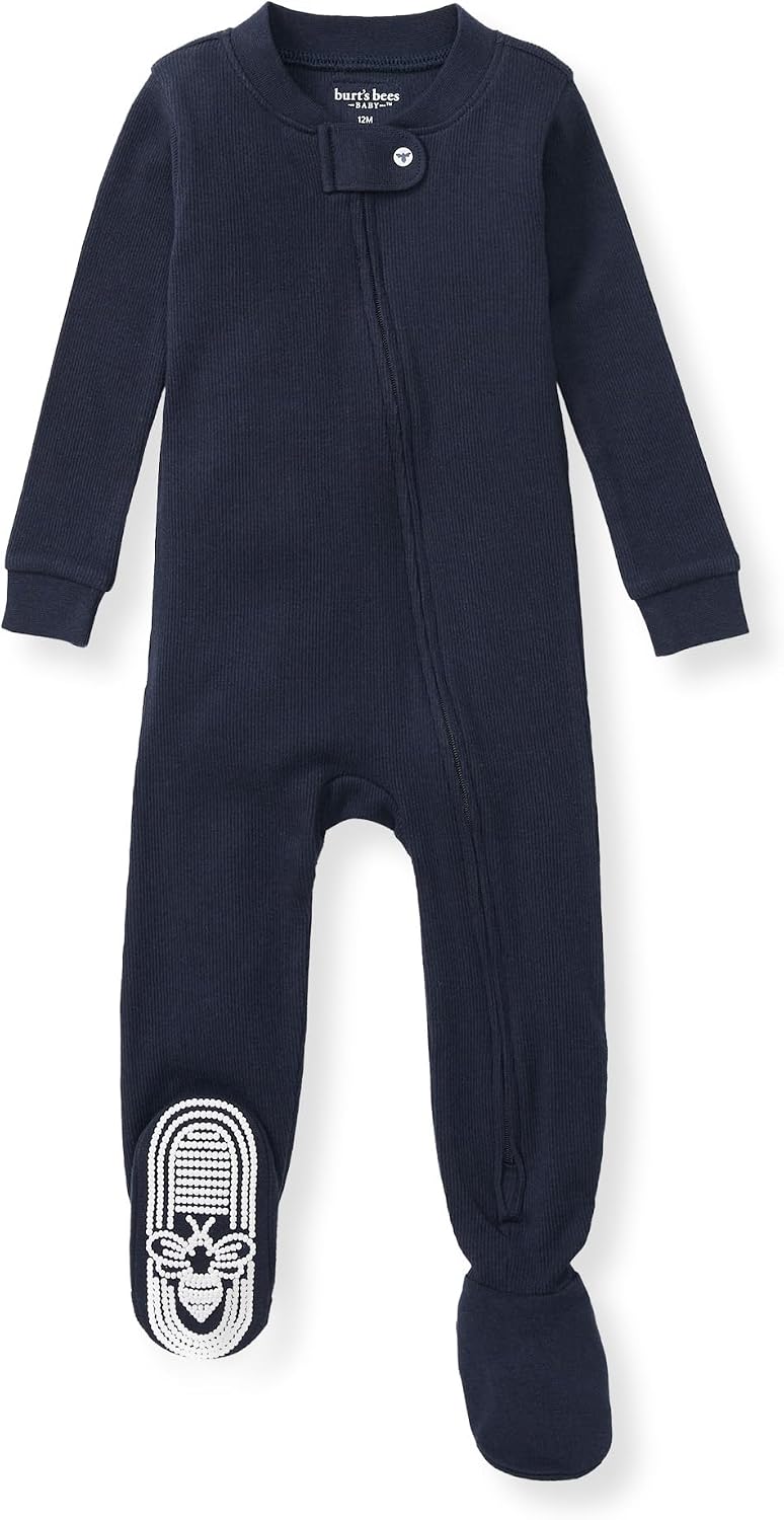 Burts Bees Baby baby-boys Sleeper Pjs, 100% Organic Cotton, One-piece Footie, Zip Up Jumpsuit, Snug Fit Pajamas