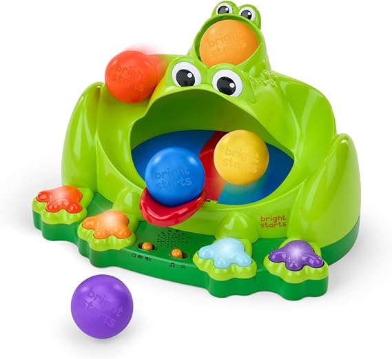 Bright Starts Poppinball Frog Ball Play Toy Launching Bouncing Ramp Racer Toy Crawl & Chase Uni 6+ Months