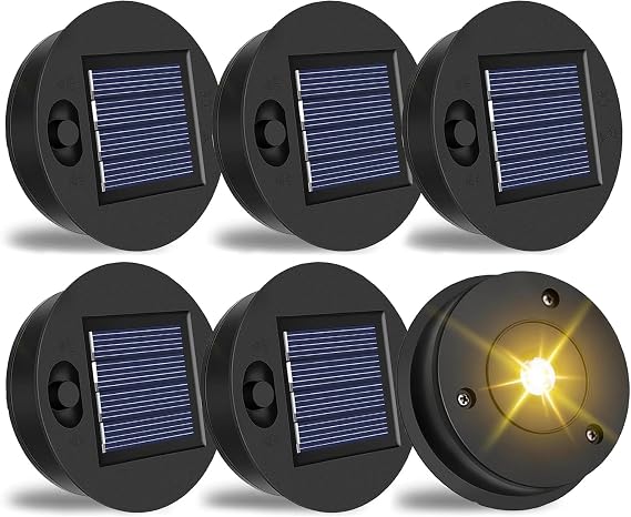 Pack of 6 Solar Lights Replacement Parts 7 cm Solar Lights Replacement Top with LED Solar Lamps Replacement Top Waterproof Solar Panel Replacement Part for Solar Lantern Solar Garden Lights and [Energy Class C]