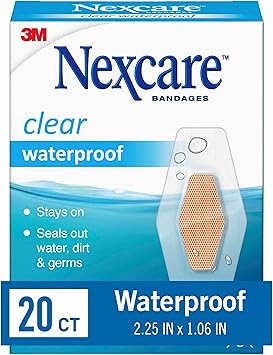 Nexcare Waterproof Clear Bandages, Covers and Protect cuts, scrapes and blisters, One Size, 20 Count