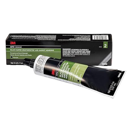 3M Black Super Weatherstrip and Gasket Adhesive, 08008, 5 fl oz, 1 Per Pack