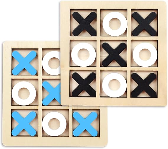 Wooden Board Games Set Classic Family Games - 2 Packs with Ludo, Snakes and Ladders, Tic Tac Toe (Noughts and Crosses) | Portable Travel Size for Kids Adults | Indoor Family Fun Night Gift Idea
