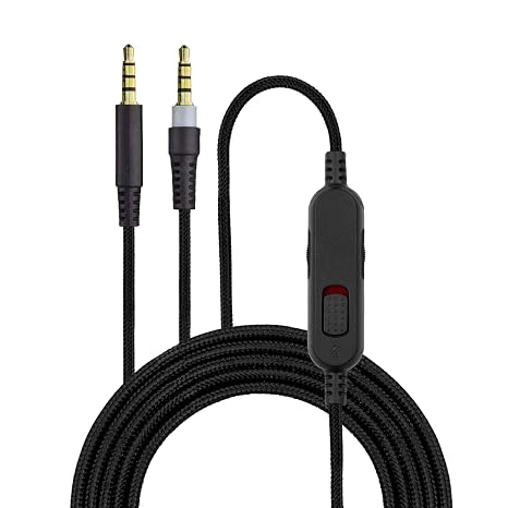 BRAINWAVZ Replacement Audio Cable Compatible with Kingston HyperX Cloud Mix & Cloud Alpha Headsets Inline Remote w/Mute & Volume Control Nylon Braided Cord w/Gold Plated Connectors