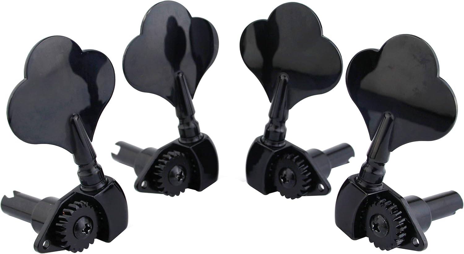 Guyker Open Frame Electric Bass Machine Head (2R + 2L) - 1:20 Ratio Gear Tuners Tuning Key Pegs - Black