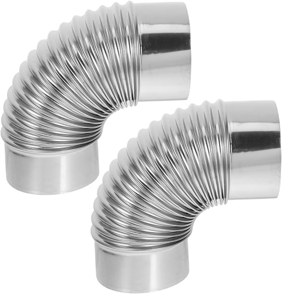 2pcs Stainless Steel Exhaust Pipe Corrugated Thread Connection