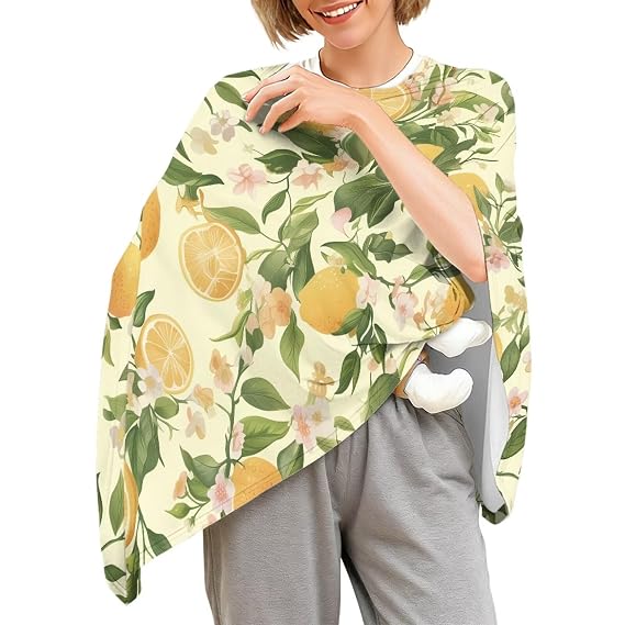Yellow Lemon Nursing Cover Up for Breastfeeding Breathable Privacy Nursing Covers Soft Cozy Breast Feeding Covers for Women Newborn Essentials Must Haves Neck Insert for Hands-Free View