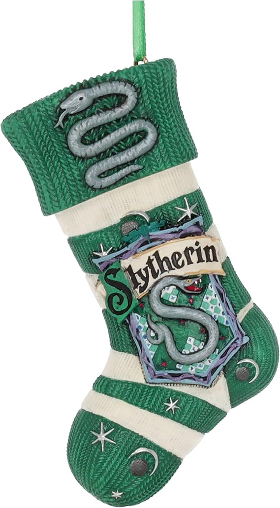 Nemesis Now Officially Licensed Harry Potter Slytherin Stocking Hanging Ornament, Green