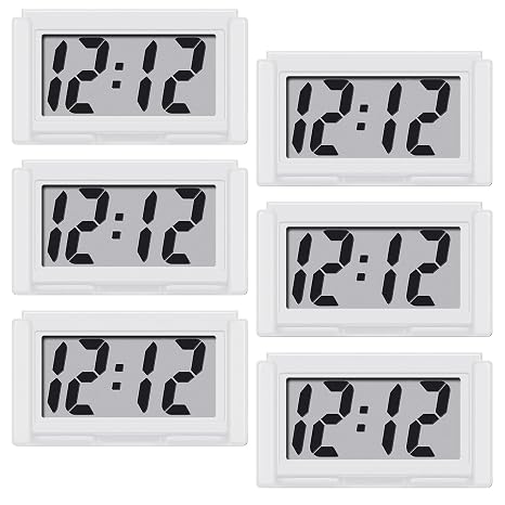 Car Dashboard Digital Clock - with Jumbo LCD Time & Day Display - Mini Automotive Stick On Watch for Car Truck Dashboard & Air Vent (White-6)