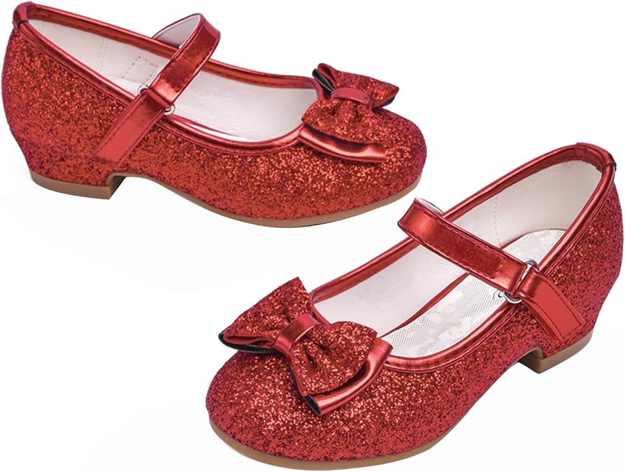 Stelle Girls Dress Shoes Glitter Princess Low Heels for Party Wedding Prom